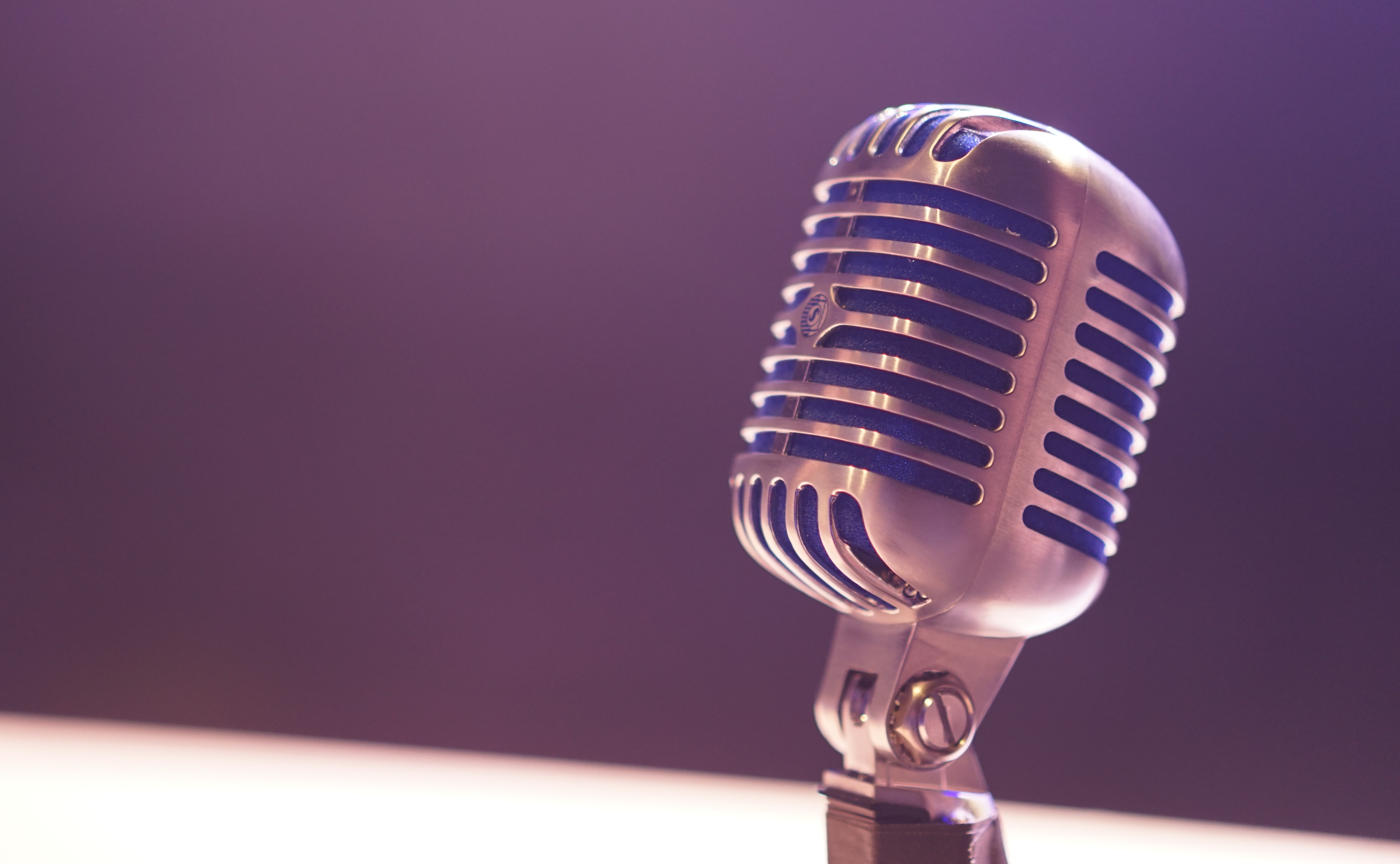 Close-up of a condenser microphone